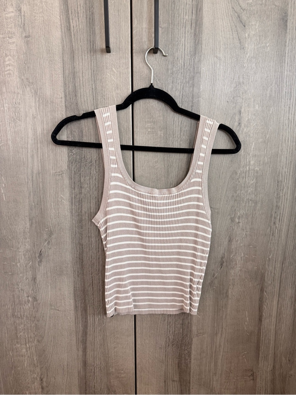H&M Ribbed Striped Tank Top - Beige & White